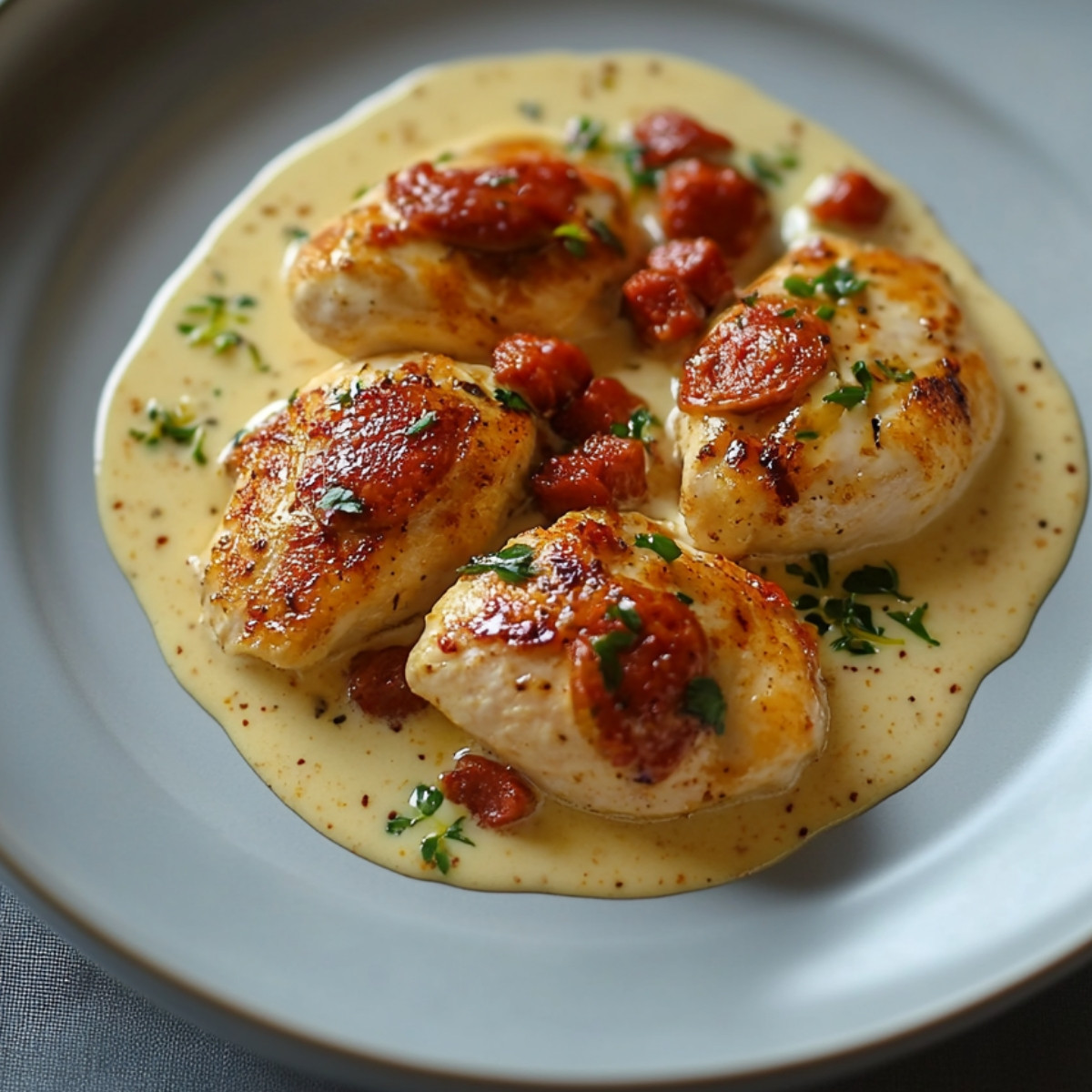 Aiguillettes de Poulet à la Sauce Crémeuse au Chorizo : Un Uragano de Saveurs dans l'Assiette !