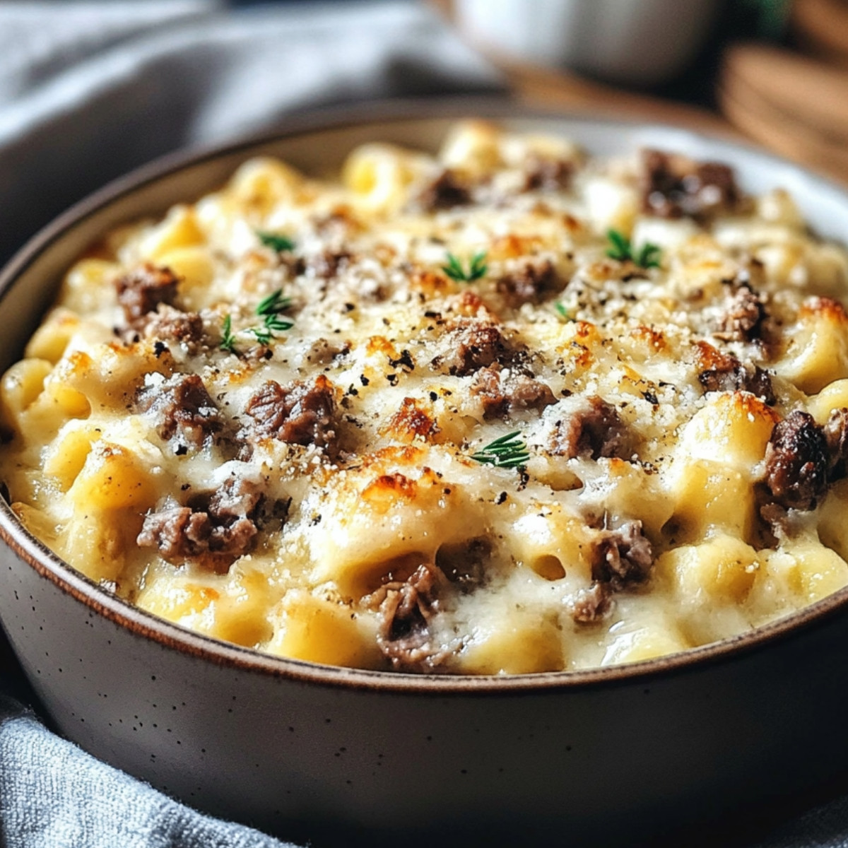 Gratin de Coquillettes à la Raclette et Viande Hachée