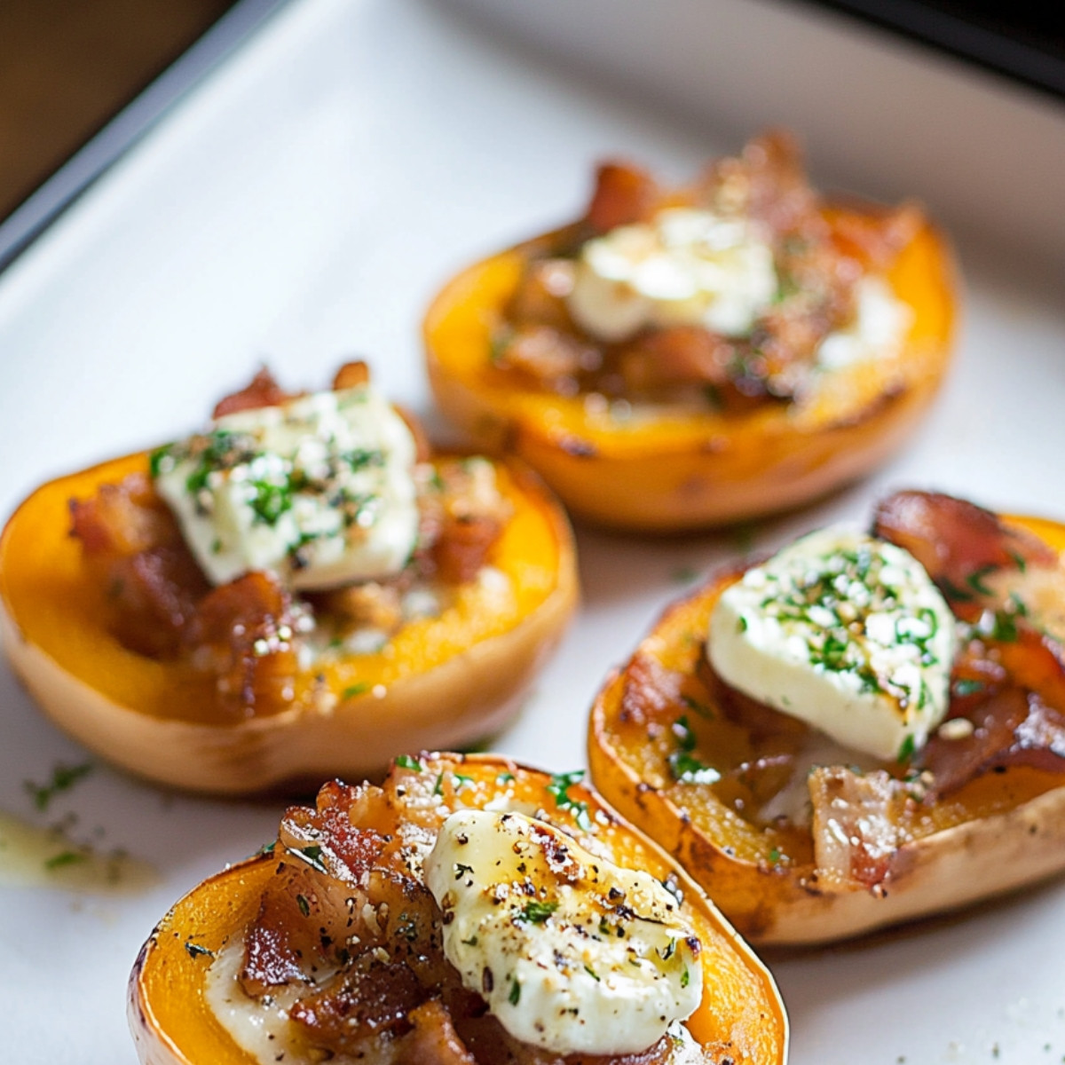 Évasion gourmande avec Butternut farci au lardons et chèvre