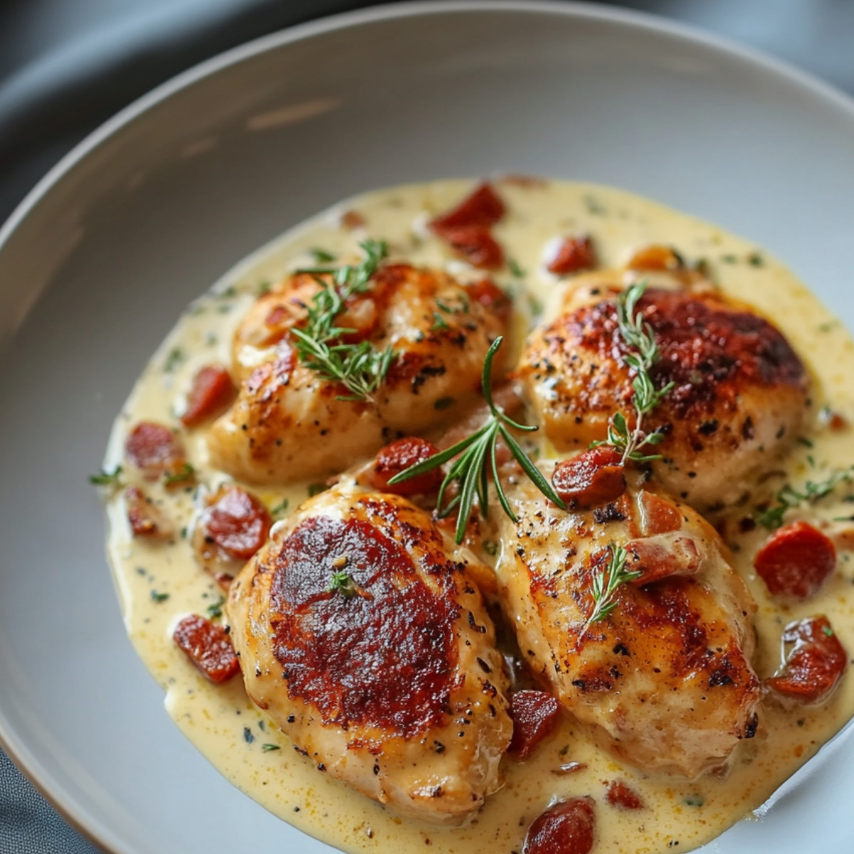 Aiguillettes de Poulet à la Sauce Crémeuse au Chorizo : Un Uragano de Saveurs dans l'Assiette !