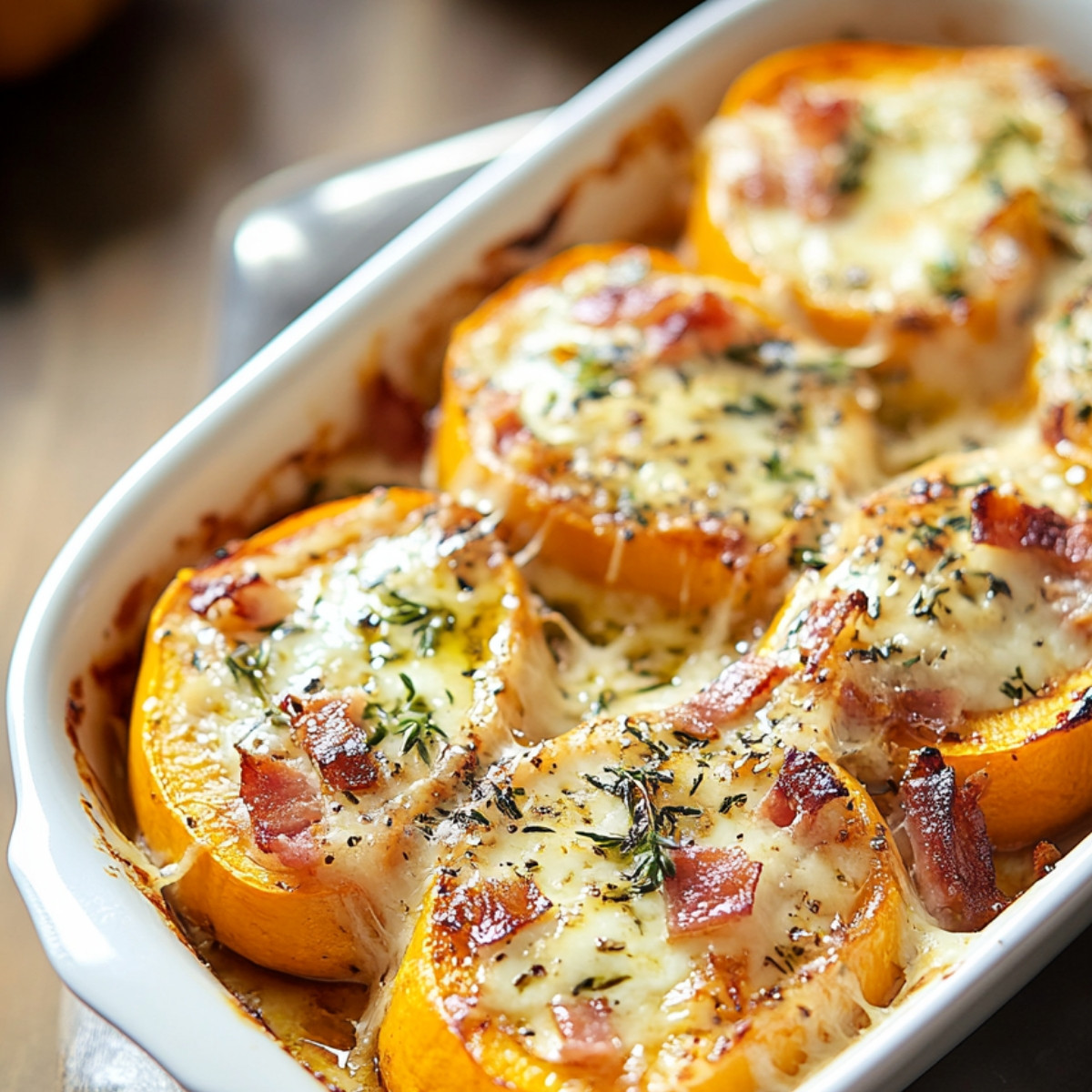 Évasion gourmande avec Butternut farci au lardons et chèvre