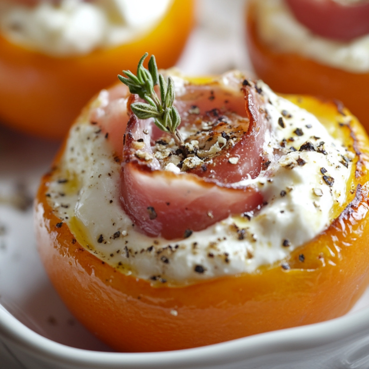 Abricots farcis au chèvre et jambon cru