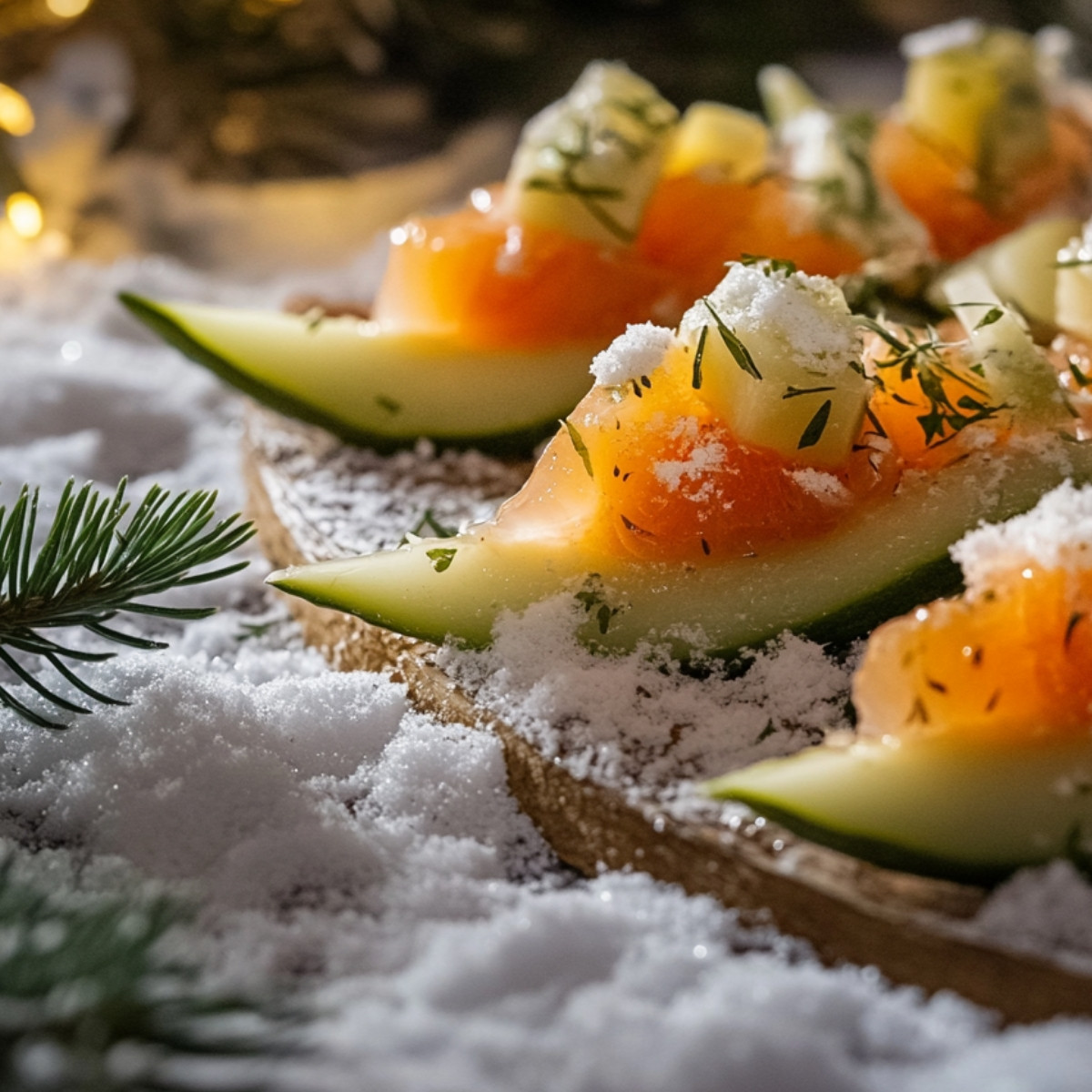 Barquettes d'endives à l'avocat et au saumon fumé