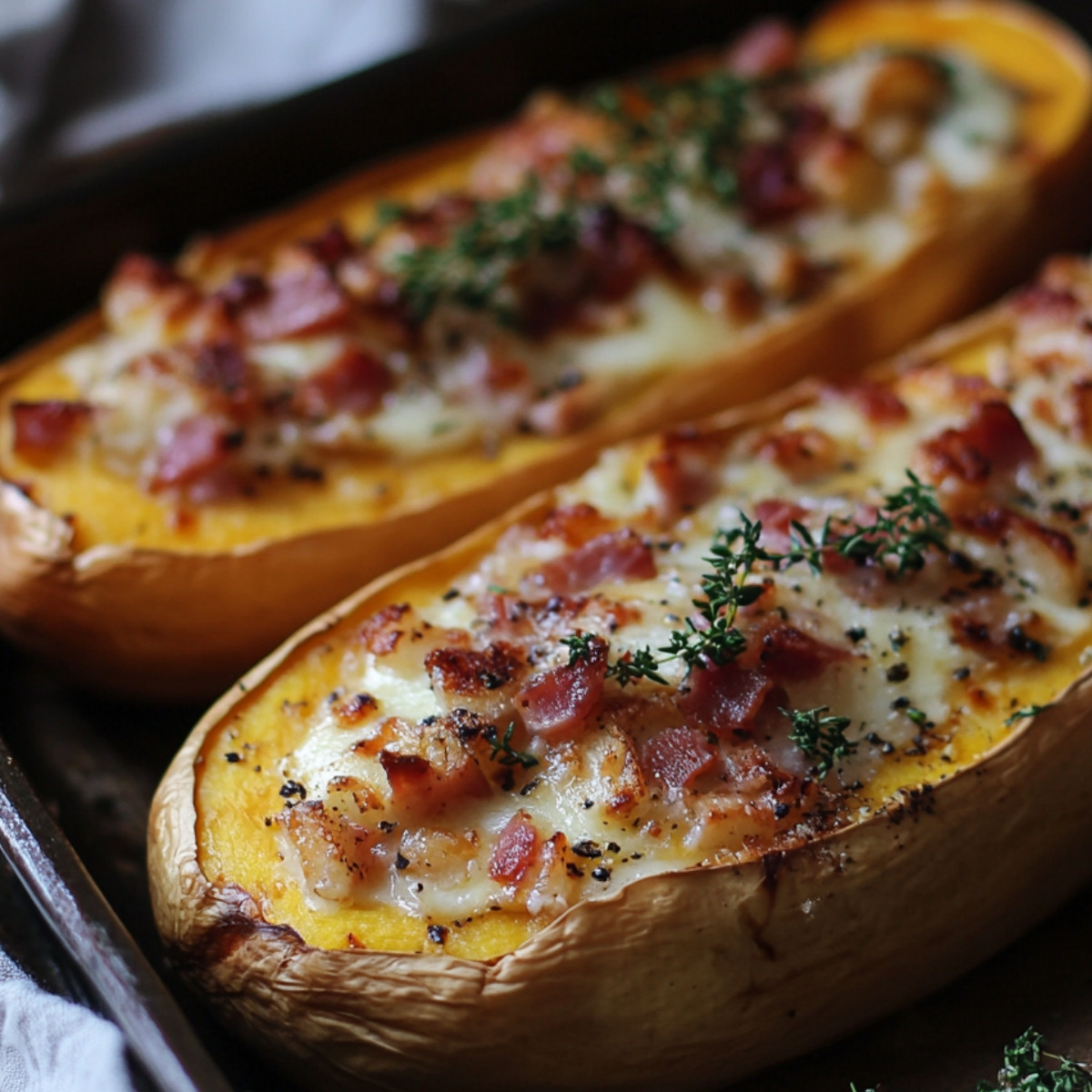 Courge Butternut Farcie aux Lardons et Chèvre : Le confort à la cuillère!