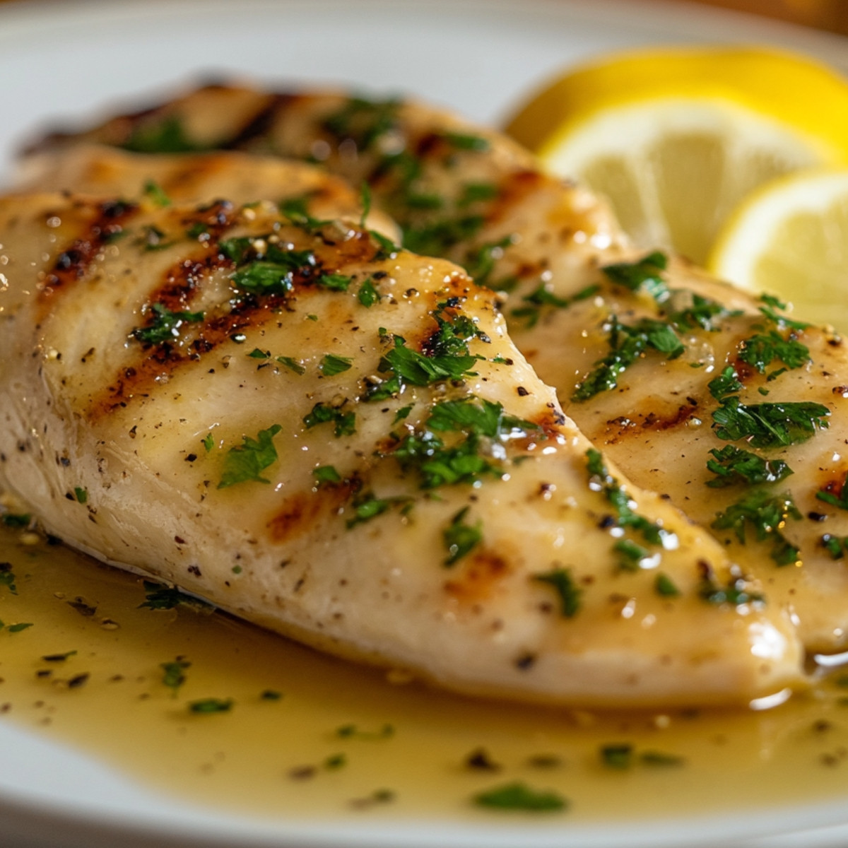 Escalopes de poulet grillées avec sauce citronnée