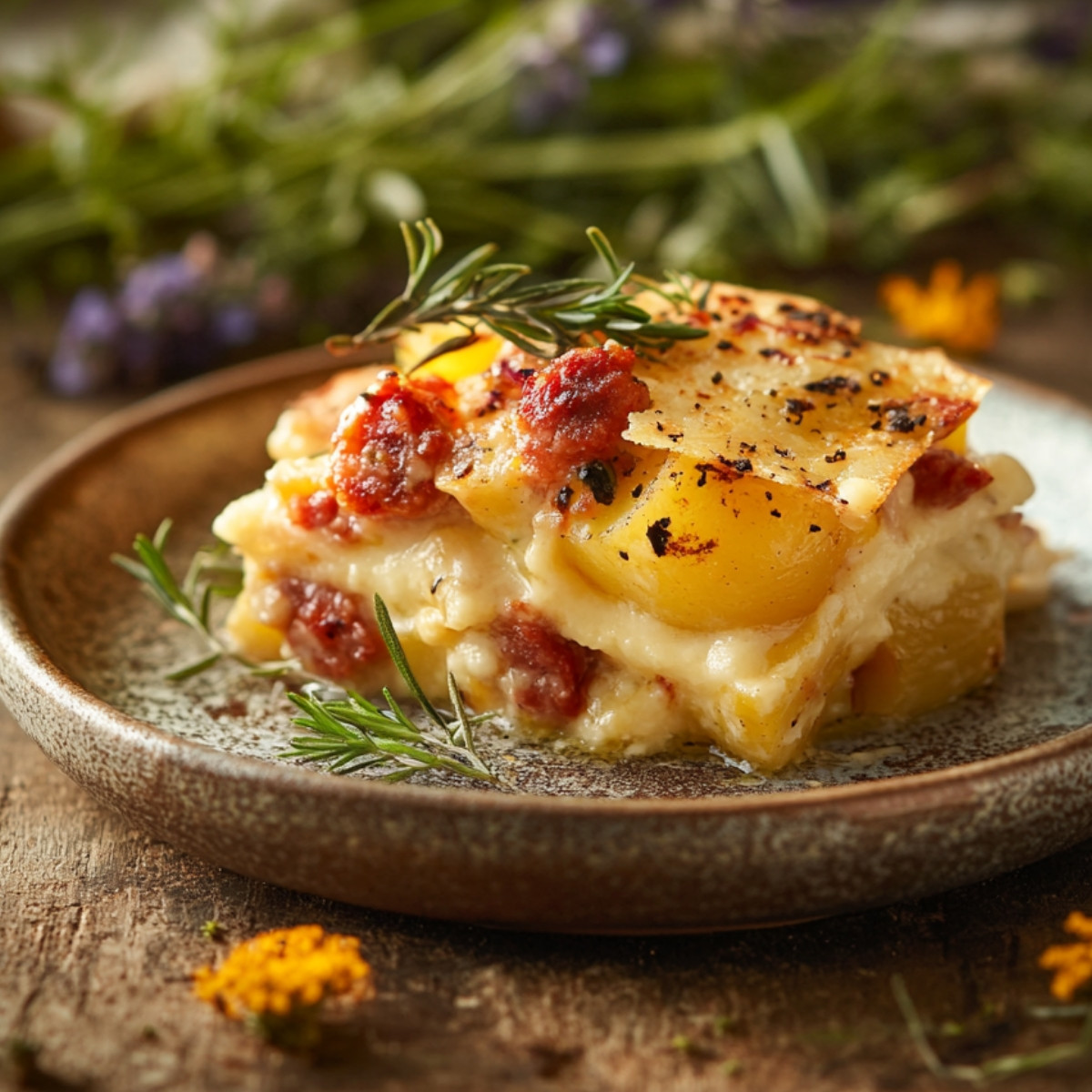 Gratin de Pommes de Terre au Chorizo et Béchamel de Tomate