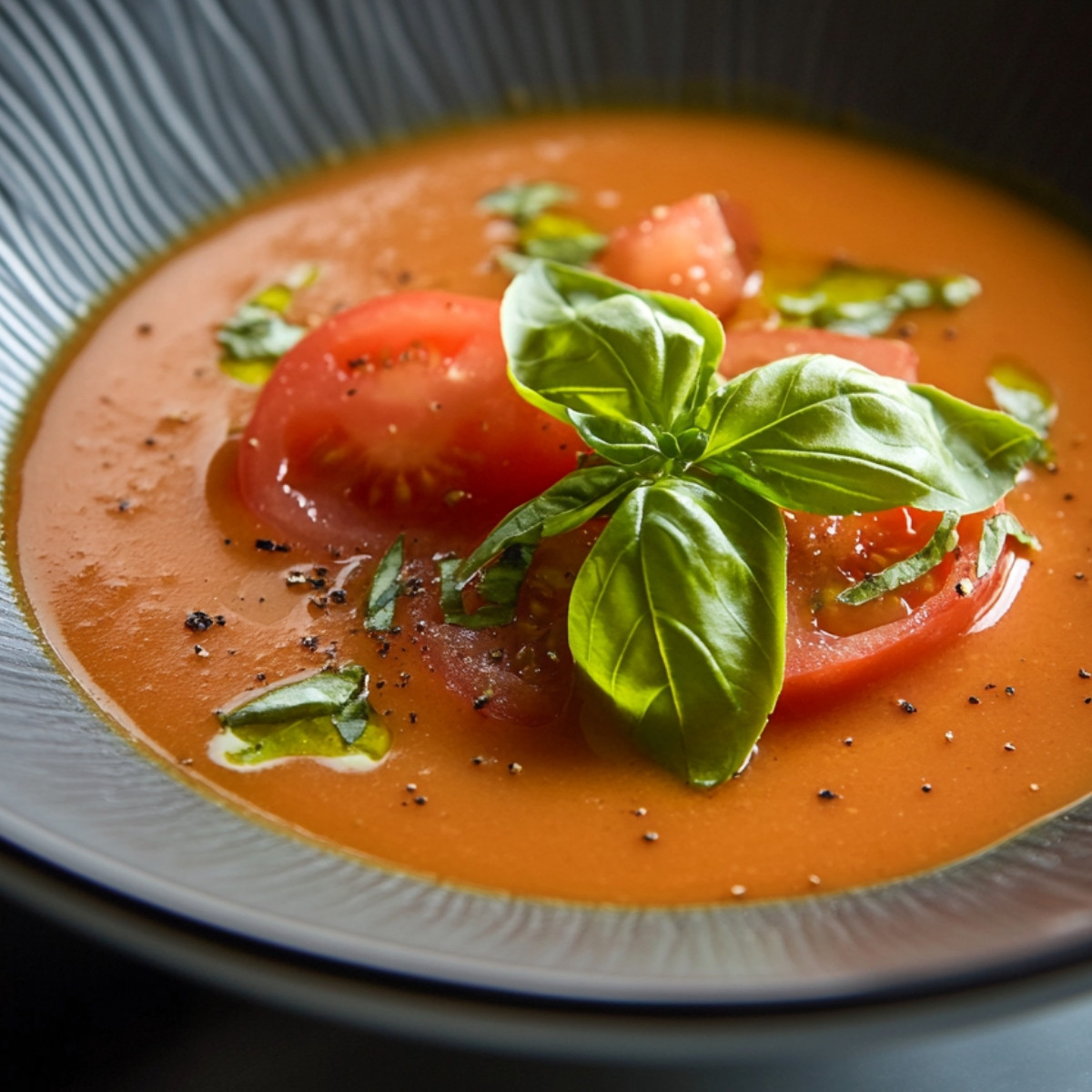 Velouté Gourmand de Tomates Rôties au Basilic