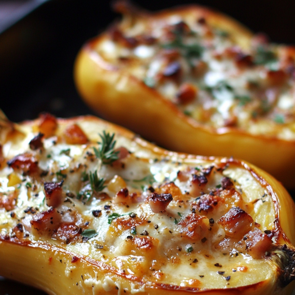 Courge Butternut Farcie aux Lardons et Chèvre : Le confort à la cuillère!