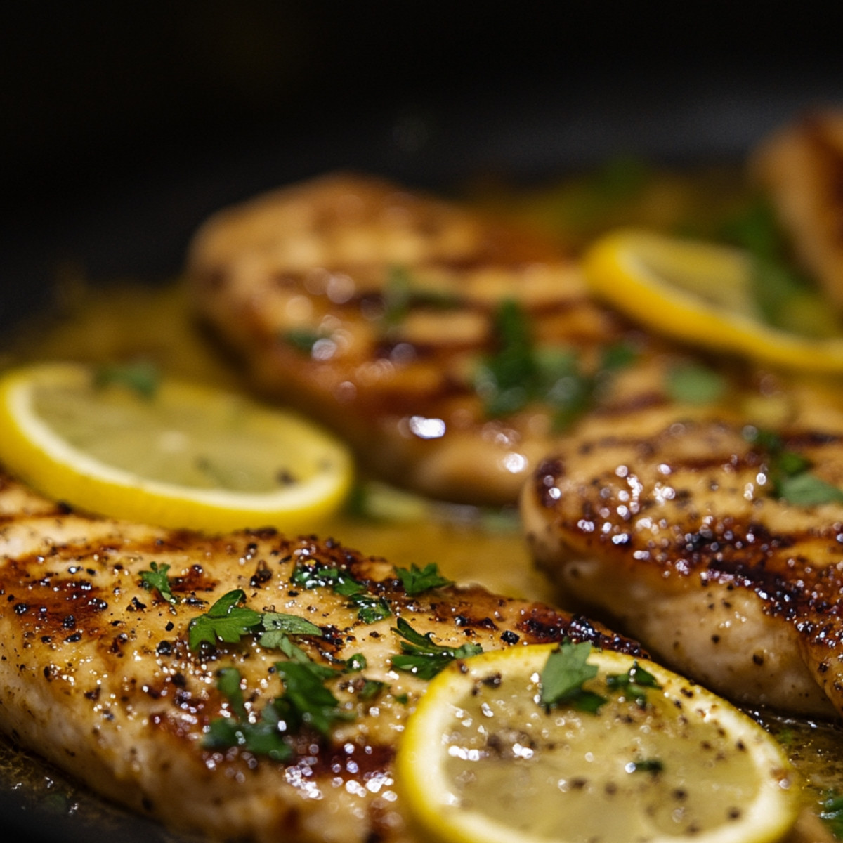 Escalopes de poulet grillées avec sauce citronnée