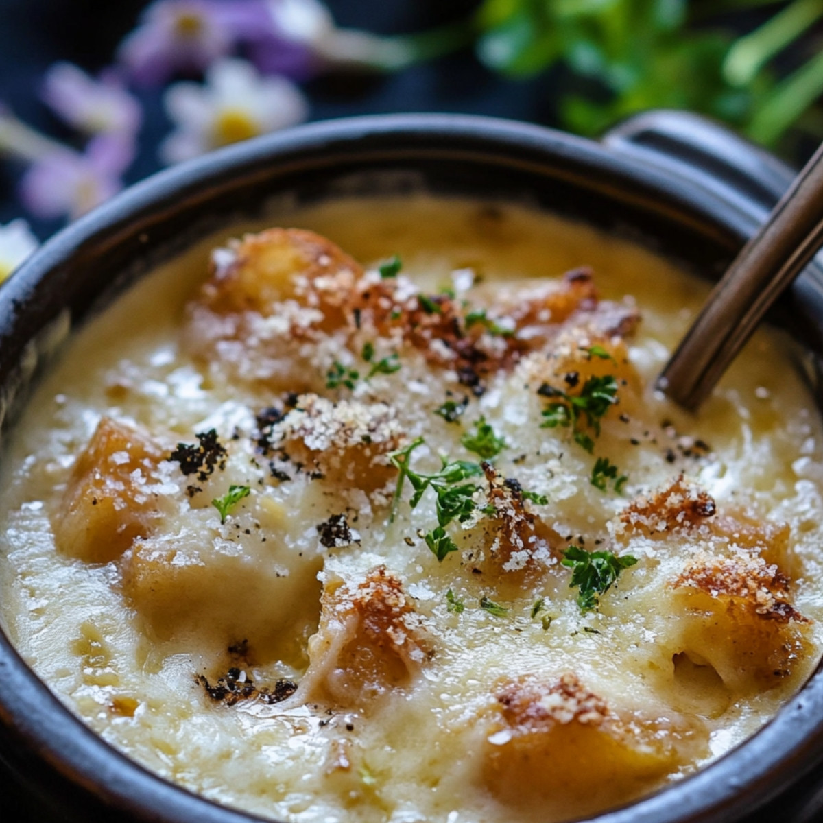 Soupe de Chou-Fleur Rôti au Cheddar et à l'Ail