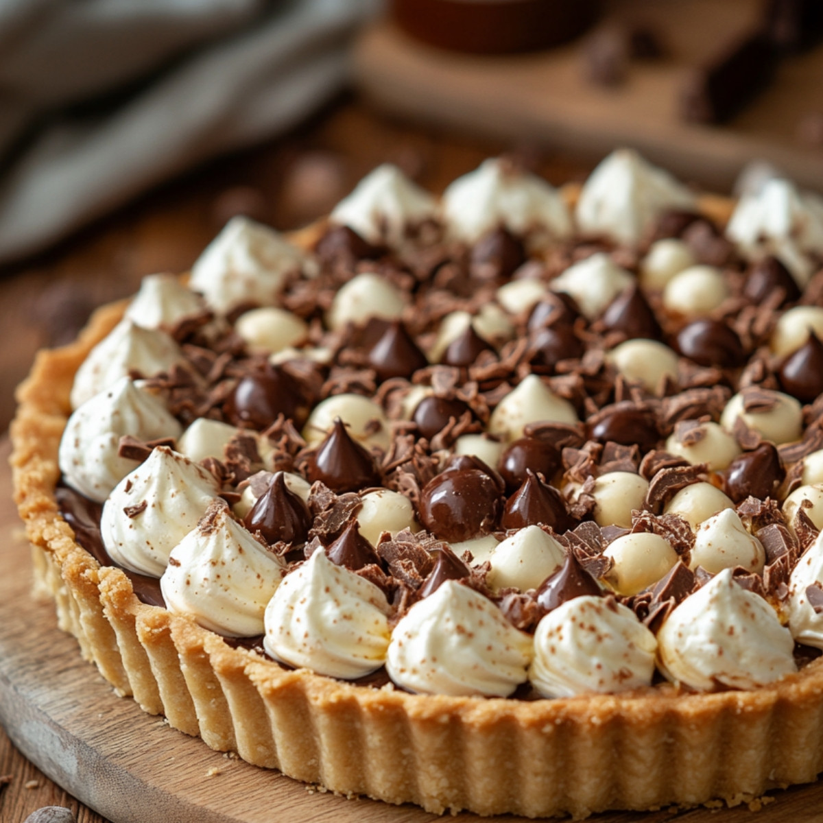 Tarte Kinder Bueno au Chocolat Blanc et Noisettes