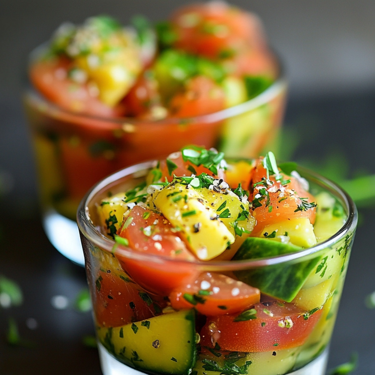 Verrines d'Avocat, Thon, Tomates & Œuf: La fraîcheur en folie!