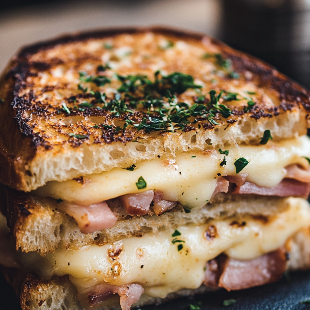 Croque-monsieur au chèvre et lardons