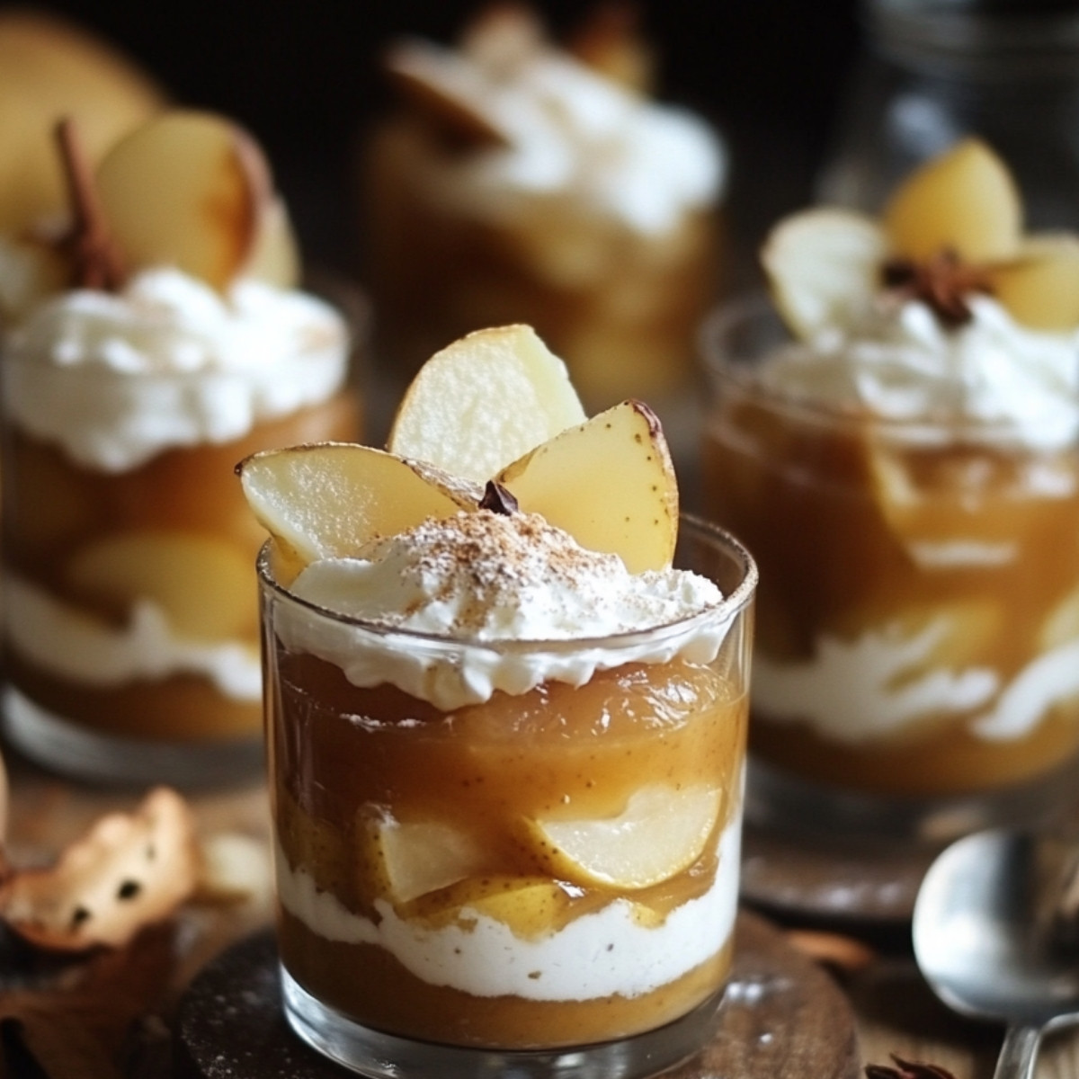 Découvrez la Verrine Magique de l'Automne : pommes caramélisées et crème nuageuse, le tout dans une délicieuse tasse de bonheur ! 🌟🍏