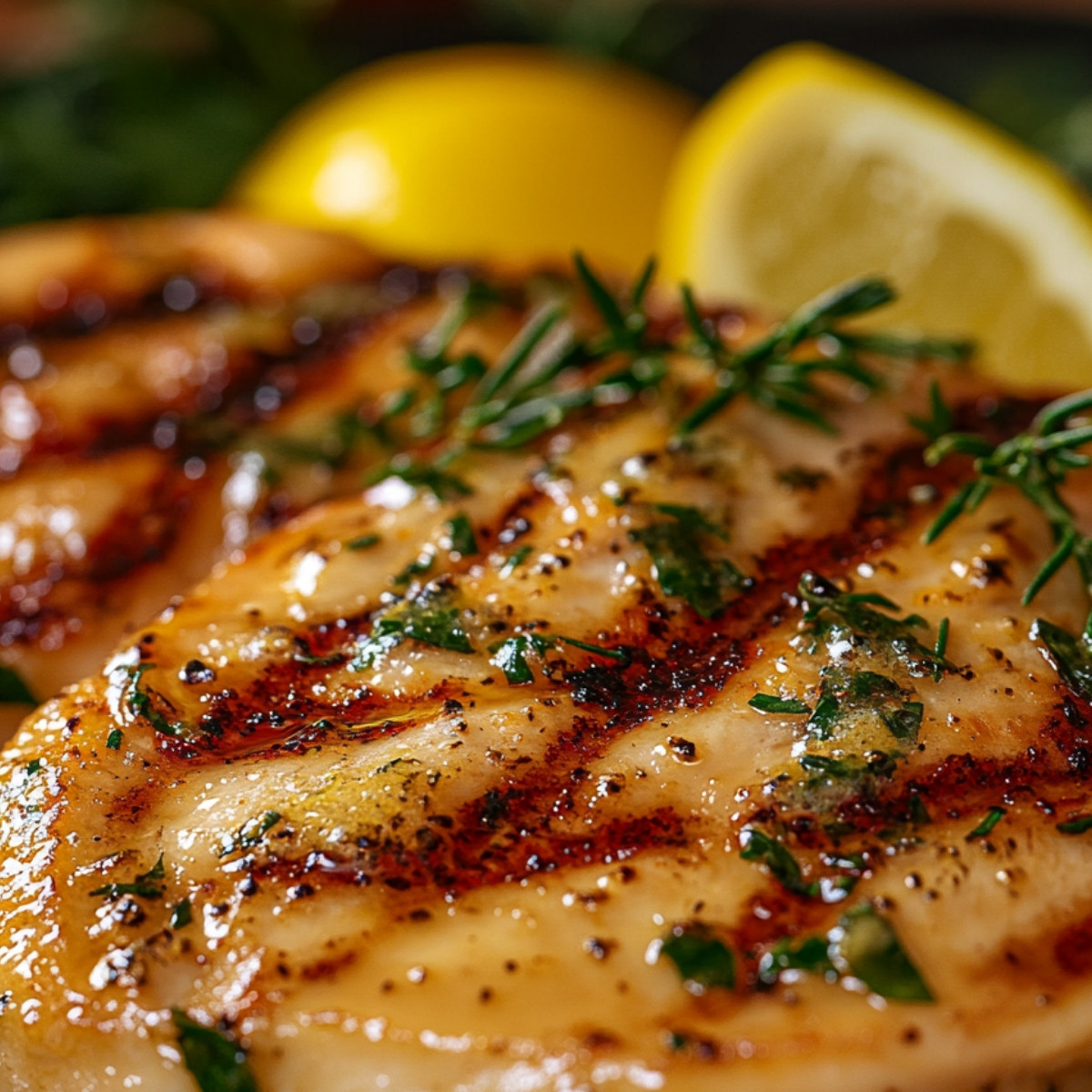 Escalopes de poulet grillées avec sauce citronnée