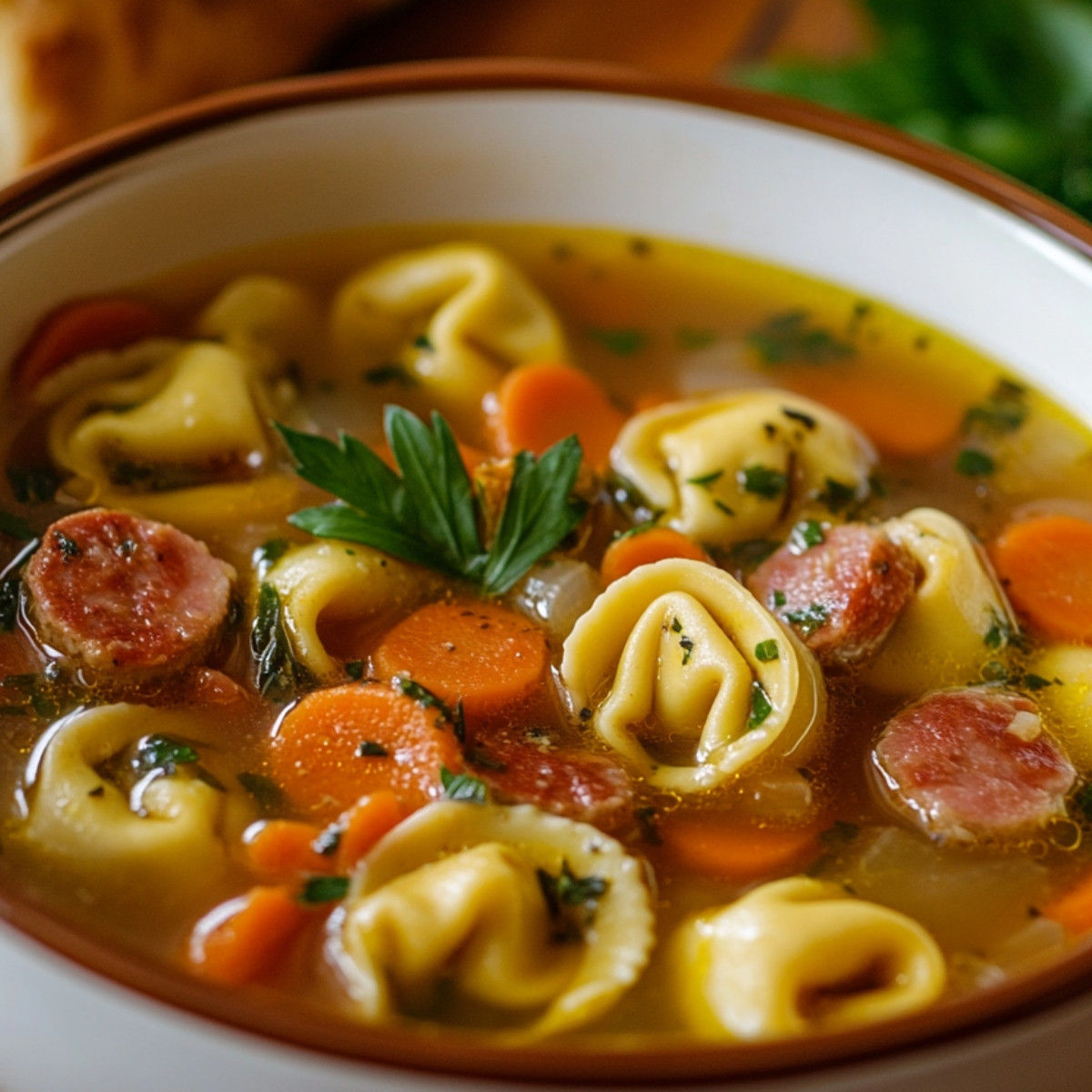 Soupe de Tortellini à la Saucisse : Un Voyage Savoureux dans un Bol