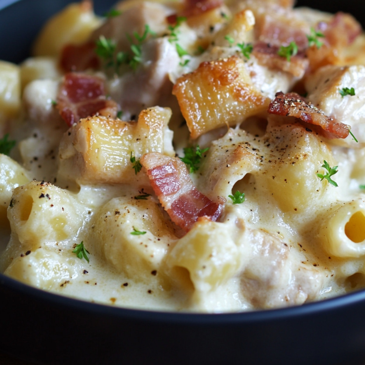 Pâtes Crémeuses au Poulet et au Bacon