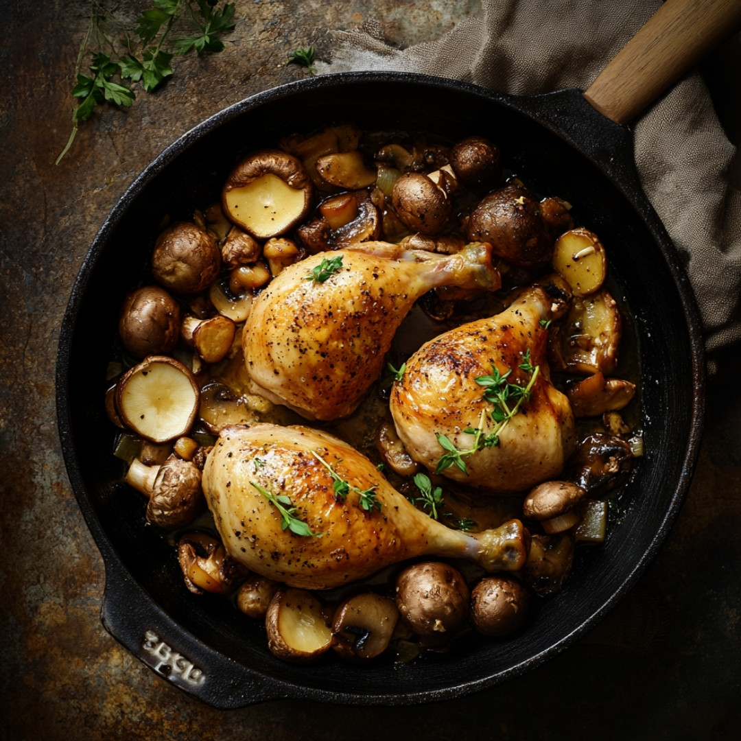 Poulet à la Moutarde et aux Champignons