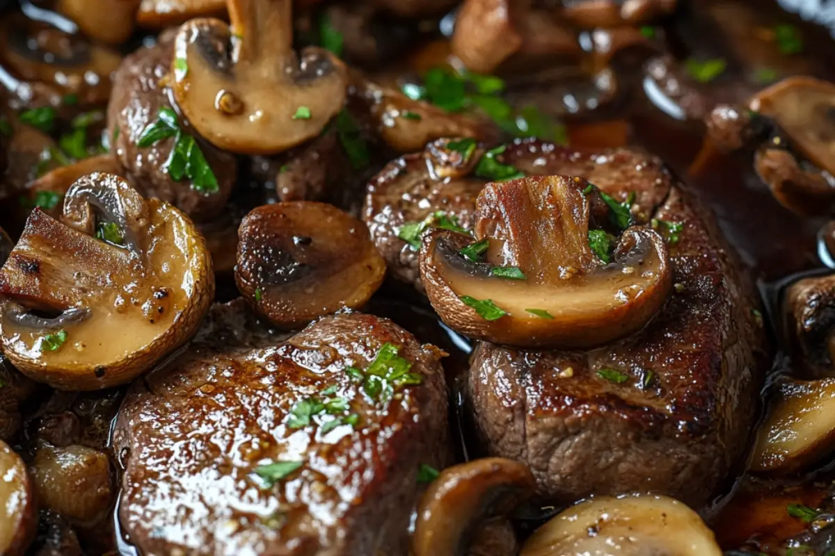 Bœuf Sauté aux Champignons et Vin Rouge